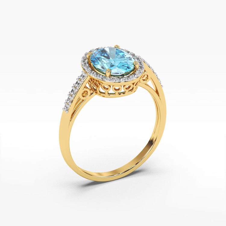 Pierścionek z topazem i diamentami