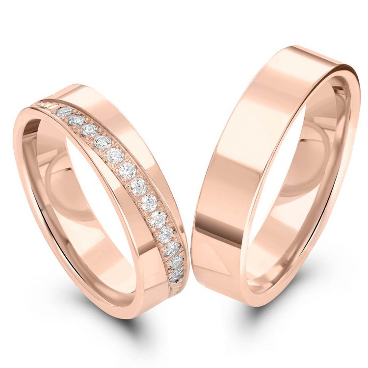 Obrączki ślubne z różowego złota 5mm płaskie