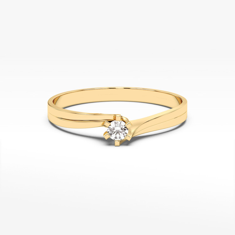 Pierścionek zaręczynowy z żółtego złota z diamentem