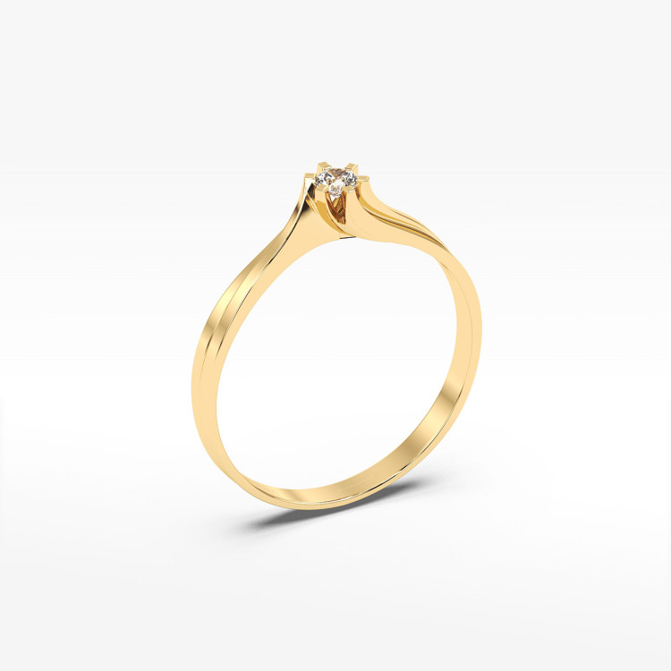 Pierścionek zaręczynowy z żółtego złota z diamentem