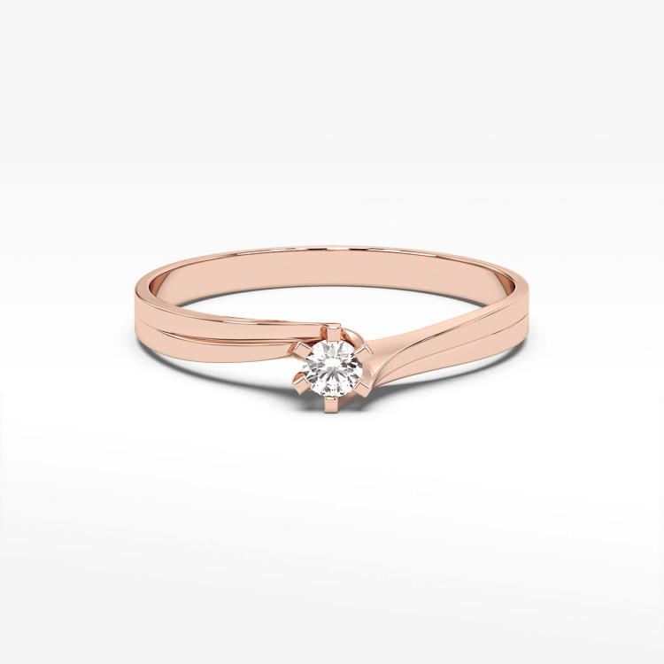 Pierścionek zaręczynowy z żółtego różowego z diamentem