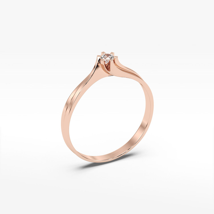 Pierścionek zaręczynowy z żółtego różowego z diamentem