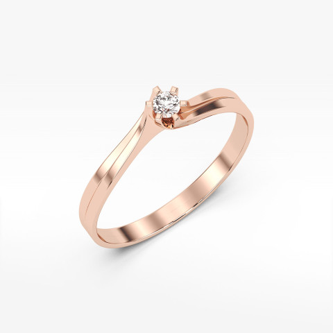 Pierścionek zaręczynowy z żółtego różowego z diamentem