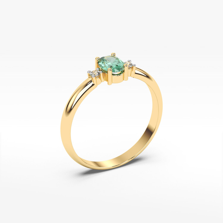 Złoty pierścionek zaręczynowy ze szmaragdem