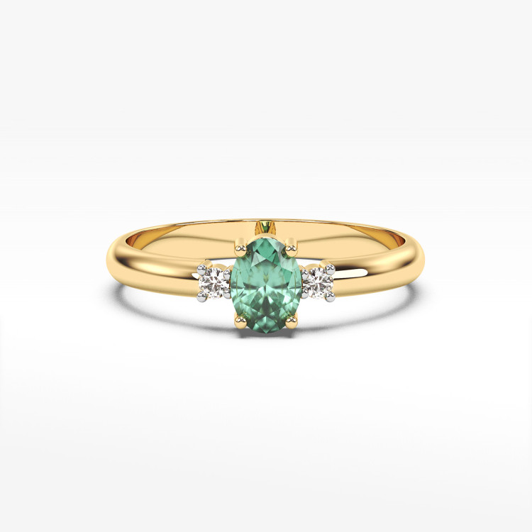 Złoty pierścionek zaręczynowy ze szmaragdem