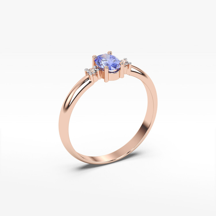 Pierścionek ze złota z tanzanitem i diamentami