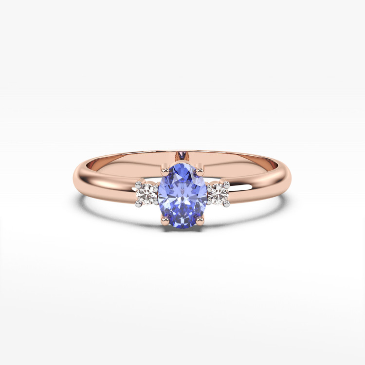 Pierścionek ze złota z tanzanitem i diamentami