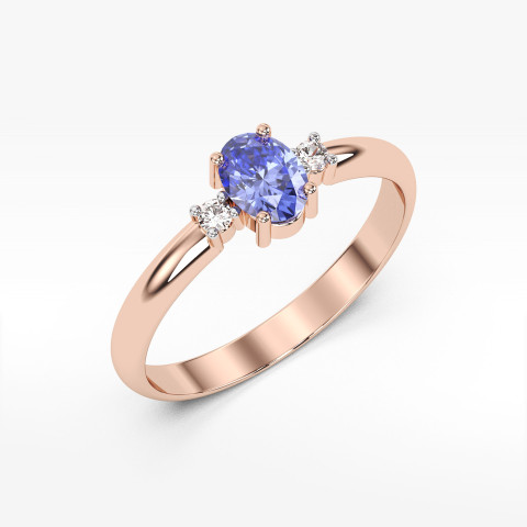 Pierścionek ze złota z tanzanitem i diamentami