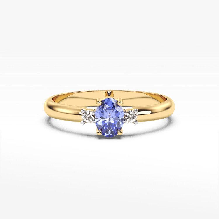 Pierścionek ze złota z tanzanitem i diamentami