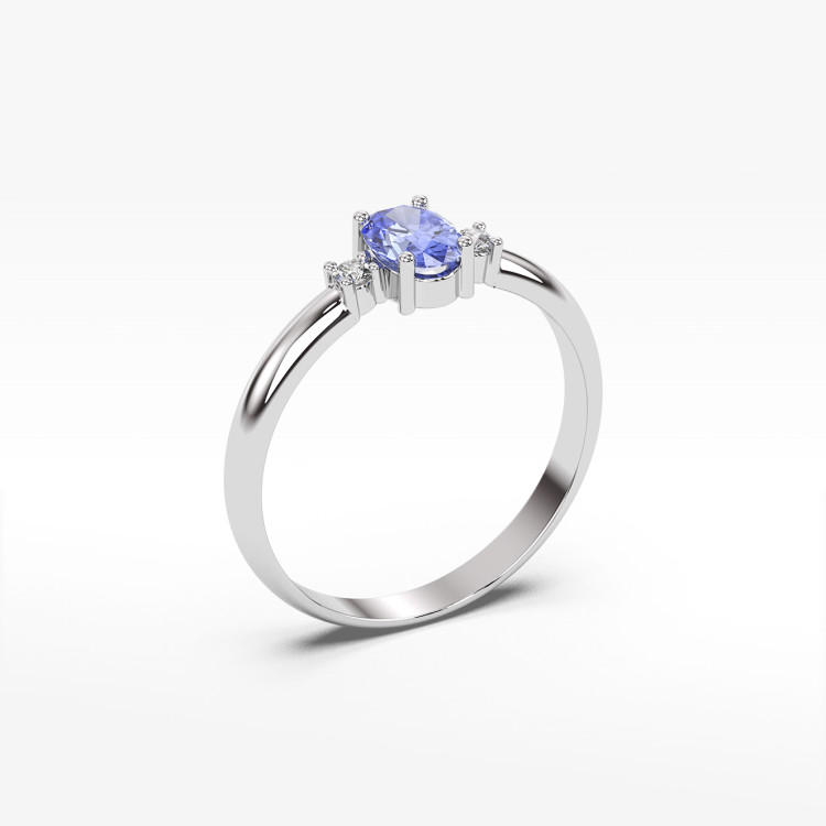 Pierścionek ze złota z tanzanitem i diamentami