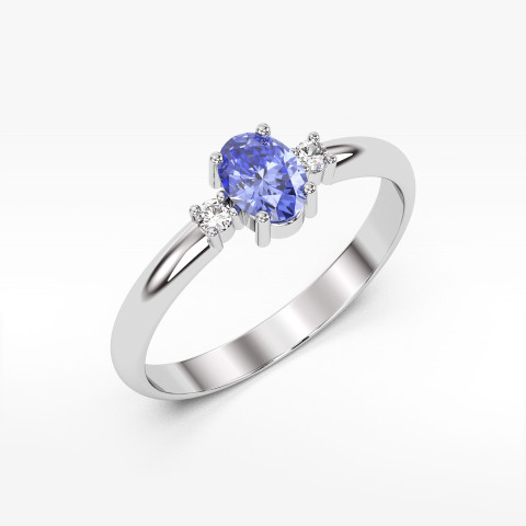 Pierścionek ze złota z tanzanitem i diamentami