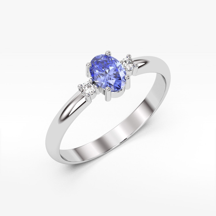 Pierścionek ze złota z tanzanitem i diamentami
