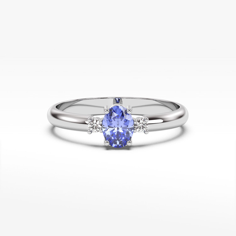 Pierścionek ze złota z tanzanitem i diamentami