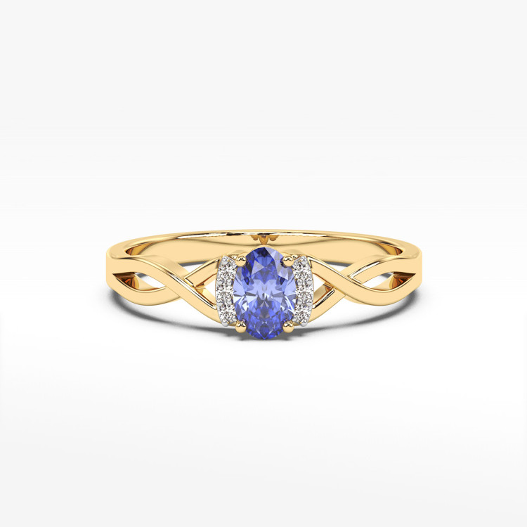 Złoty pierścionek zaręczynowy z tanzanitem