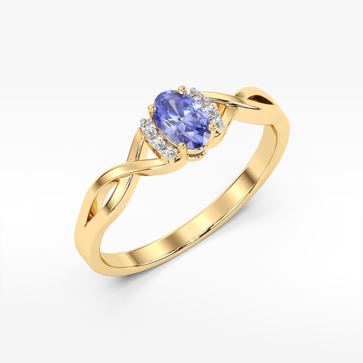 Złoty pierścionek zaręczynowy z tanzanitem