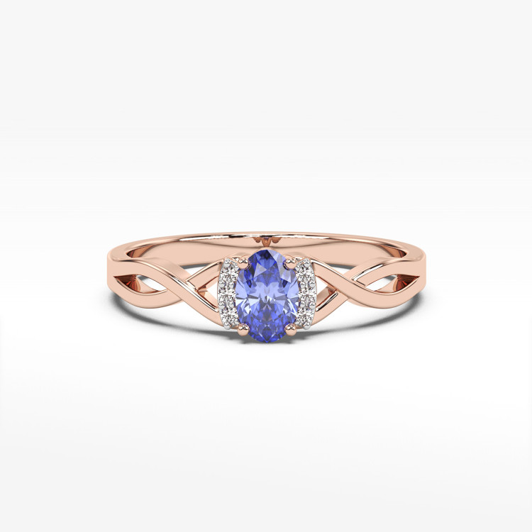 Złoty pierścionek zaręczynowy z tanzanitem