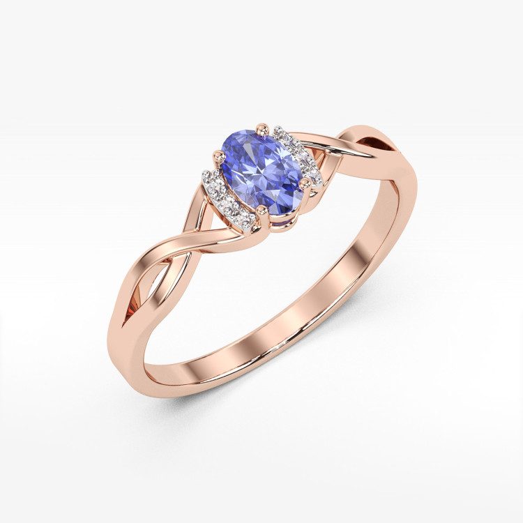 Złoty pierścionek zaręczynowy z tanzanitem