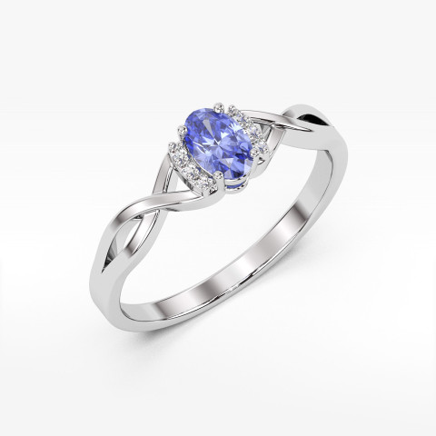 Złoty pierścionek zaręczynowy z tanzanitem