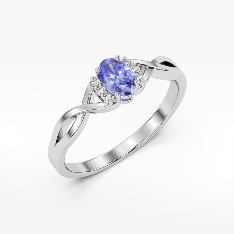 Złoty pierścionek zaręczynowy z tanzanitem