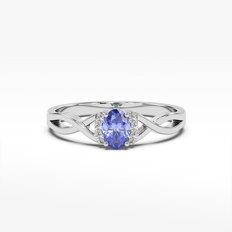 Złoty pierścionek zaręczynowy z tanzanitem