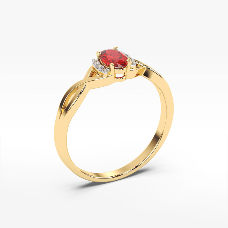 Złoty pierścionek z rubinem
