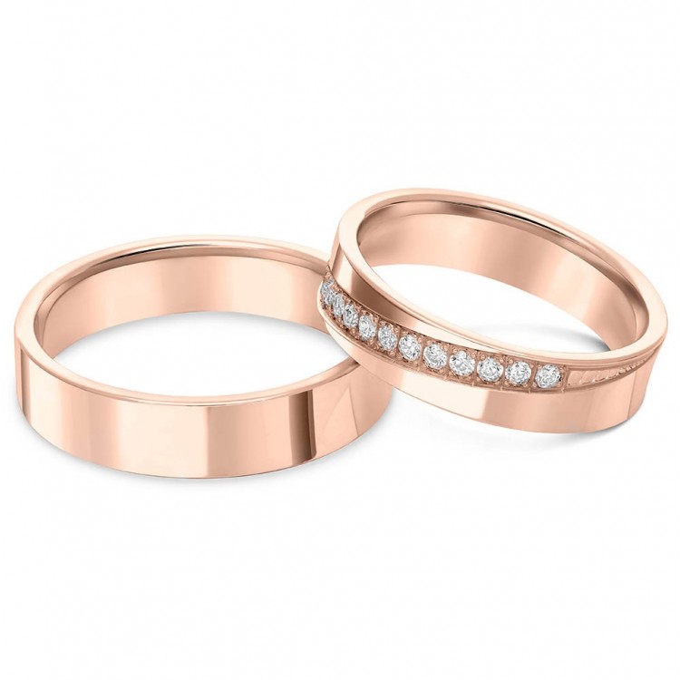 Obrączki ślubne z różowego złota 5mm płaskie