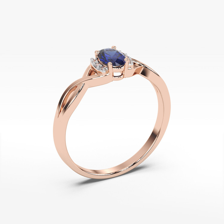 Złoty pierścionek z szafirem