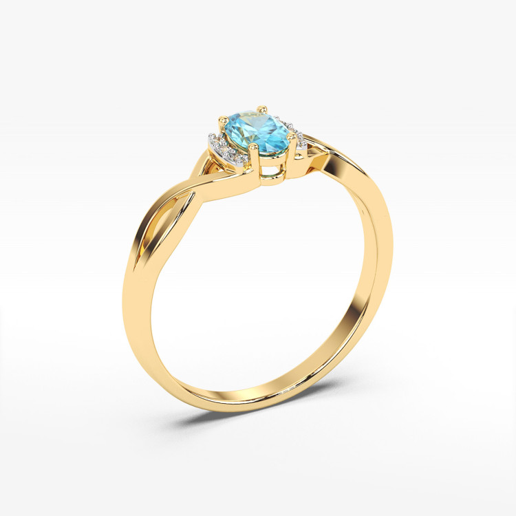 Złoty pierścionek z topazem