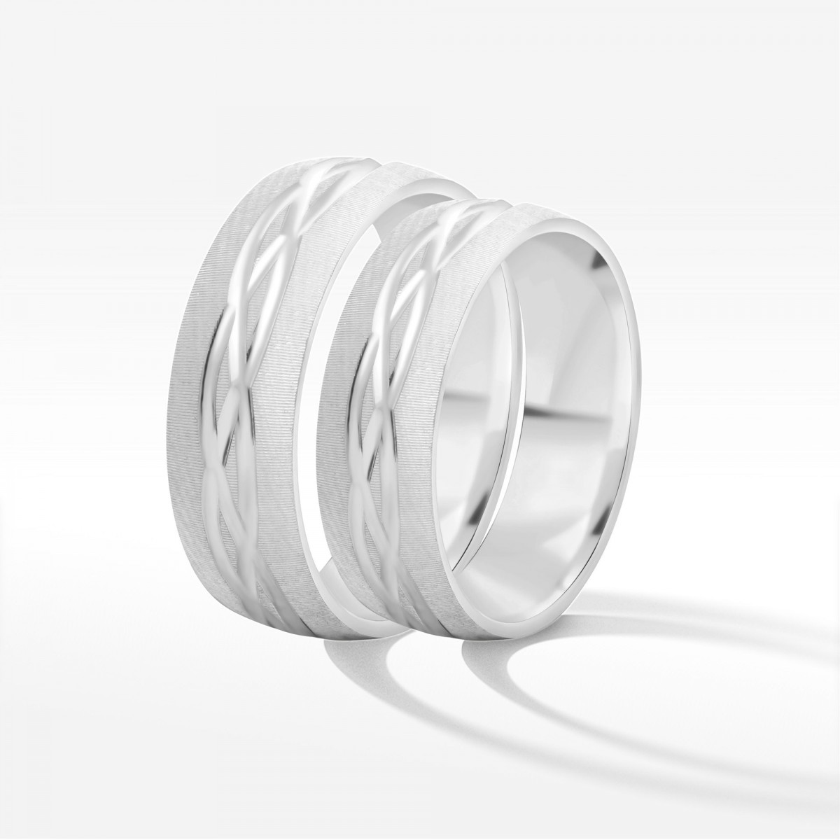 Obrączki ślubne z białego złota 6mm półokrągłe