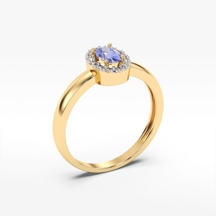 Pierścionek z diamentami i tanzaniem