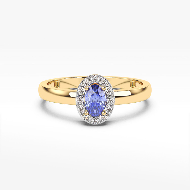 Pierścionek z diamentami i tanzaniem