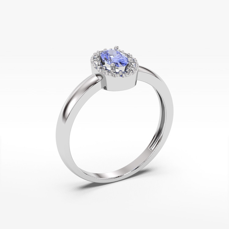 Pierścionek z białego złota z tanzanitem - próba 585 0,48CT PV-109BTAN