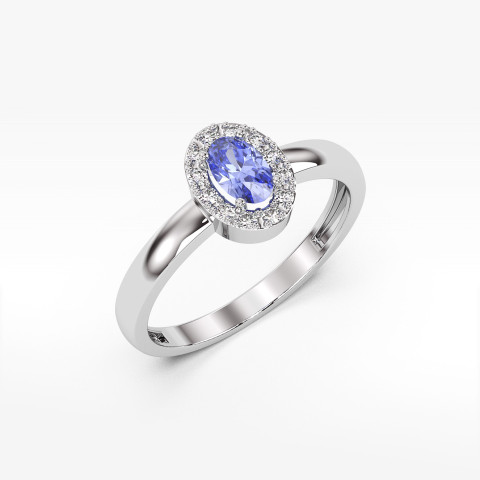 Pierścionek z białego złota z tanzanitem - próba 585 0,48CT PV-109BTAN