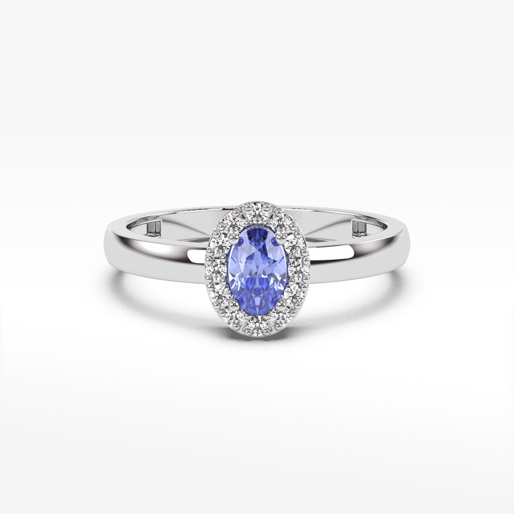 Pierścionek z białego złota z tanzanitem - próba 585 0,48CT PV-109BTAN