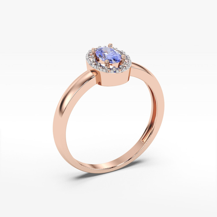 Pierścionek z diamentami i tanzaniem