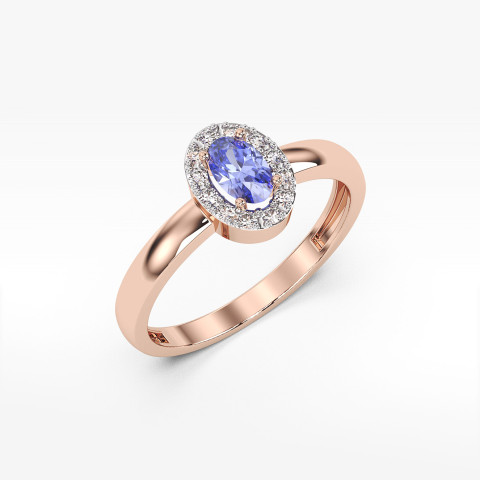 Pierścionek z diamentami i tanzaniem