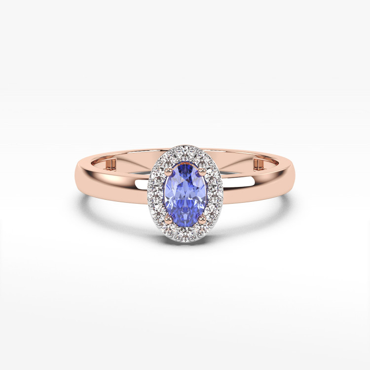 Pierścionek z diamentami i tanzaniem