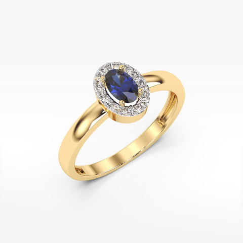 Pierścionek z diamentami i szafirem