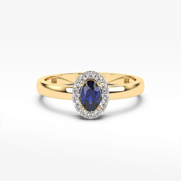 Pierścionek z diamentami i szafirem