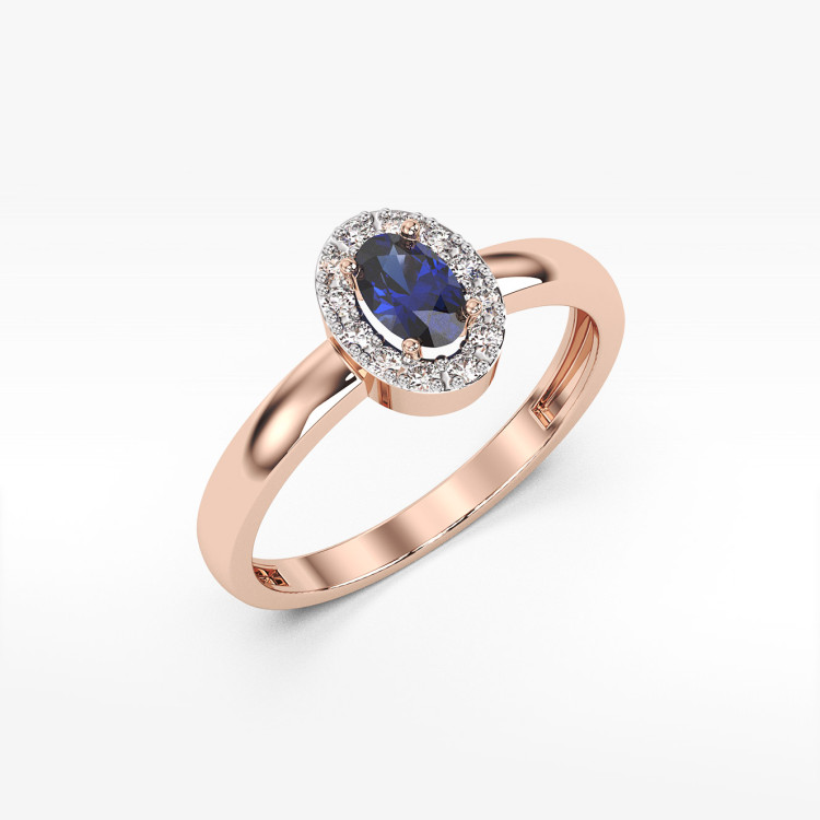 Pierścionek z diamentami i szafirem