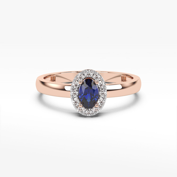 Pierścionek z diamentami i szafirem