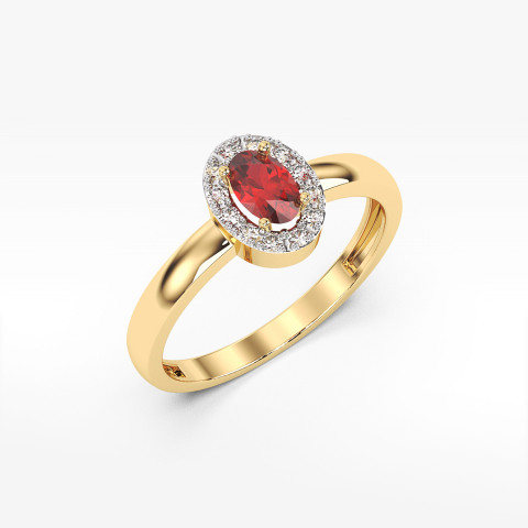 Pierścionek z diamentami i rubinem