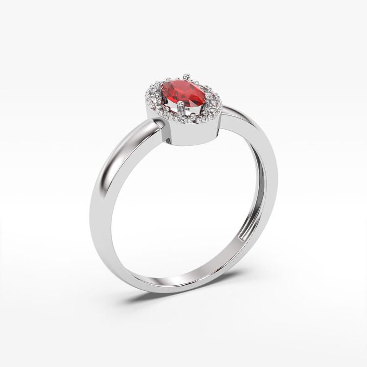 Pierścionek z diamentami i rubinem