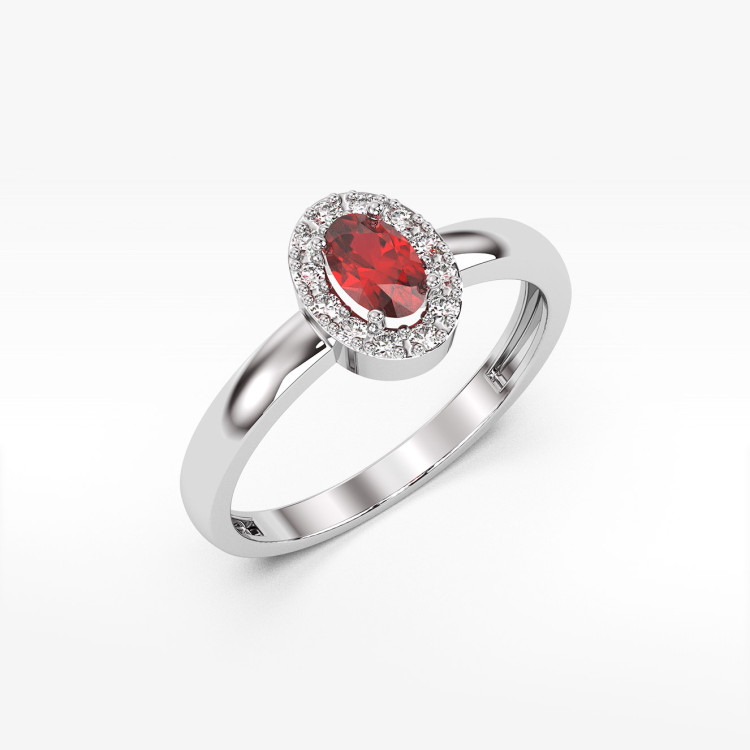 Pierścionek z diamentami i rubinem