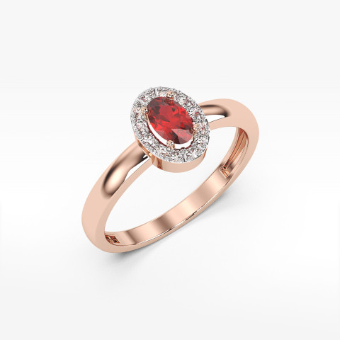 Pierścionek z diamentami i rubinem