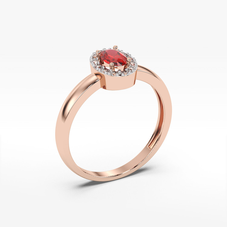 Pierścionek z diamentami i rubinem