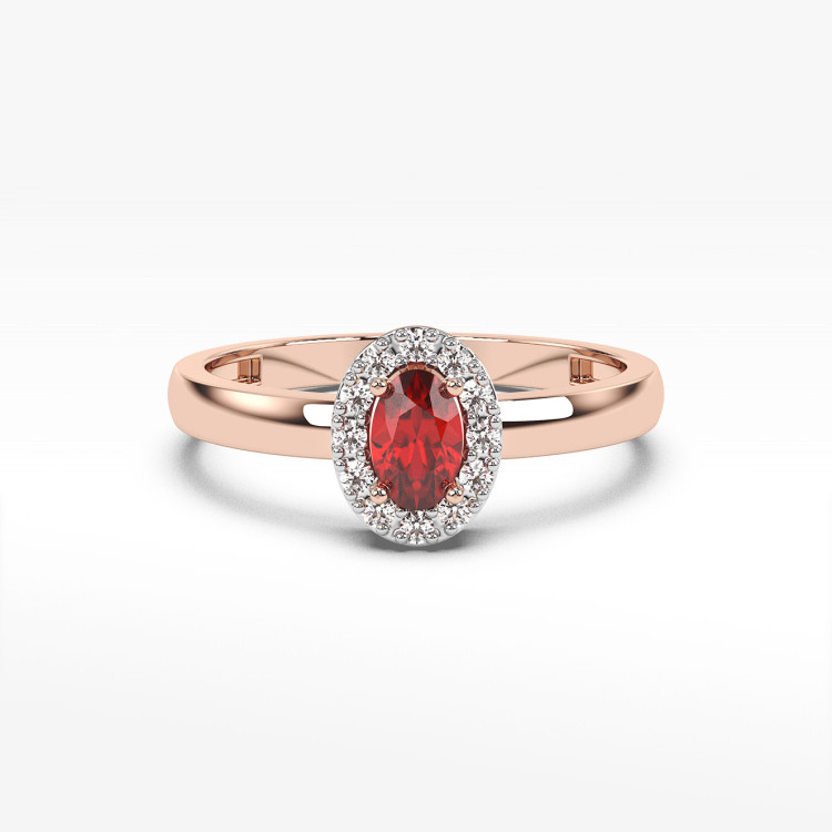 Pierścionek z diamentami i rubinem