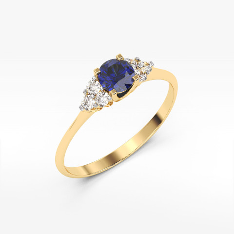 Pierścionek z szafirem i diamentami