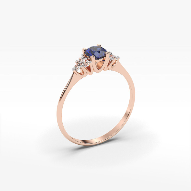 Pierścionek z szafirem i diamentami