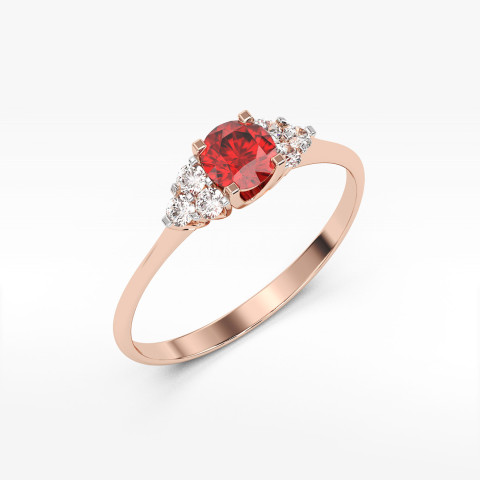 Pierścionek z rubinem i diamentami